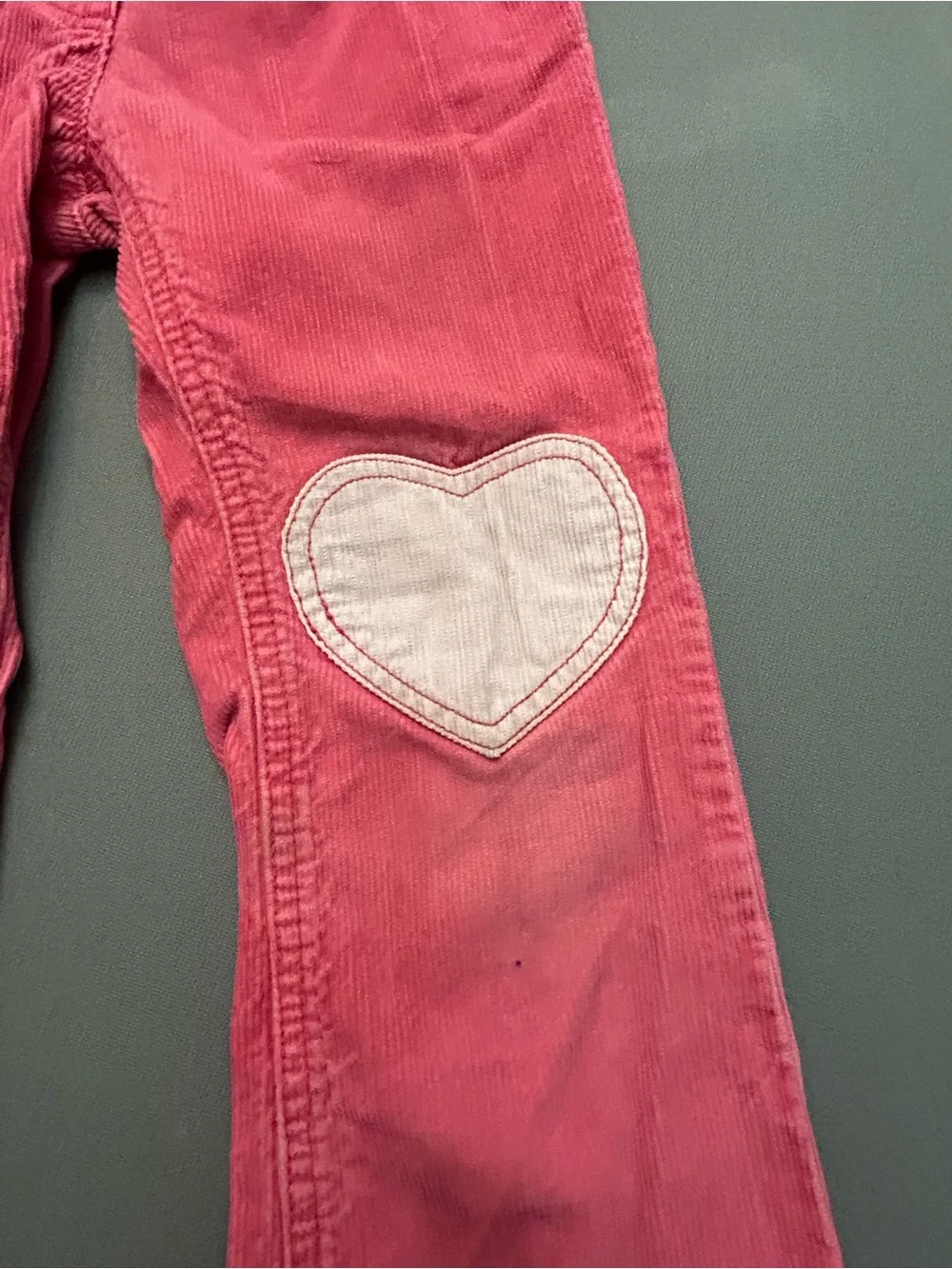 Mini Boden Coral Pink Corduroy‎ Pants with White Heart Knees